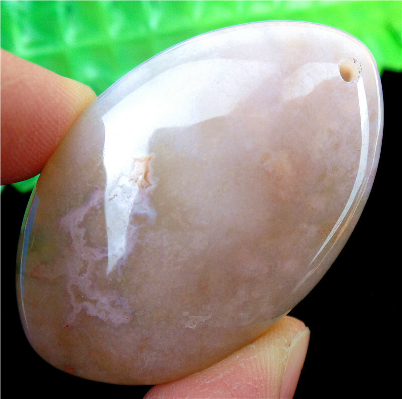 47x30x7mm Natural Cherry Blossom Agate Crystal Marquise Pendant Bead EA85317