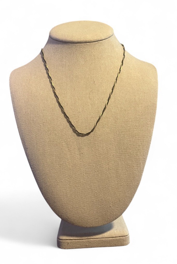 Gold-Tone Metal Rope Chain Necklace – Spring Ring Clasp, No Stone