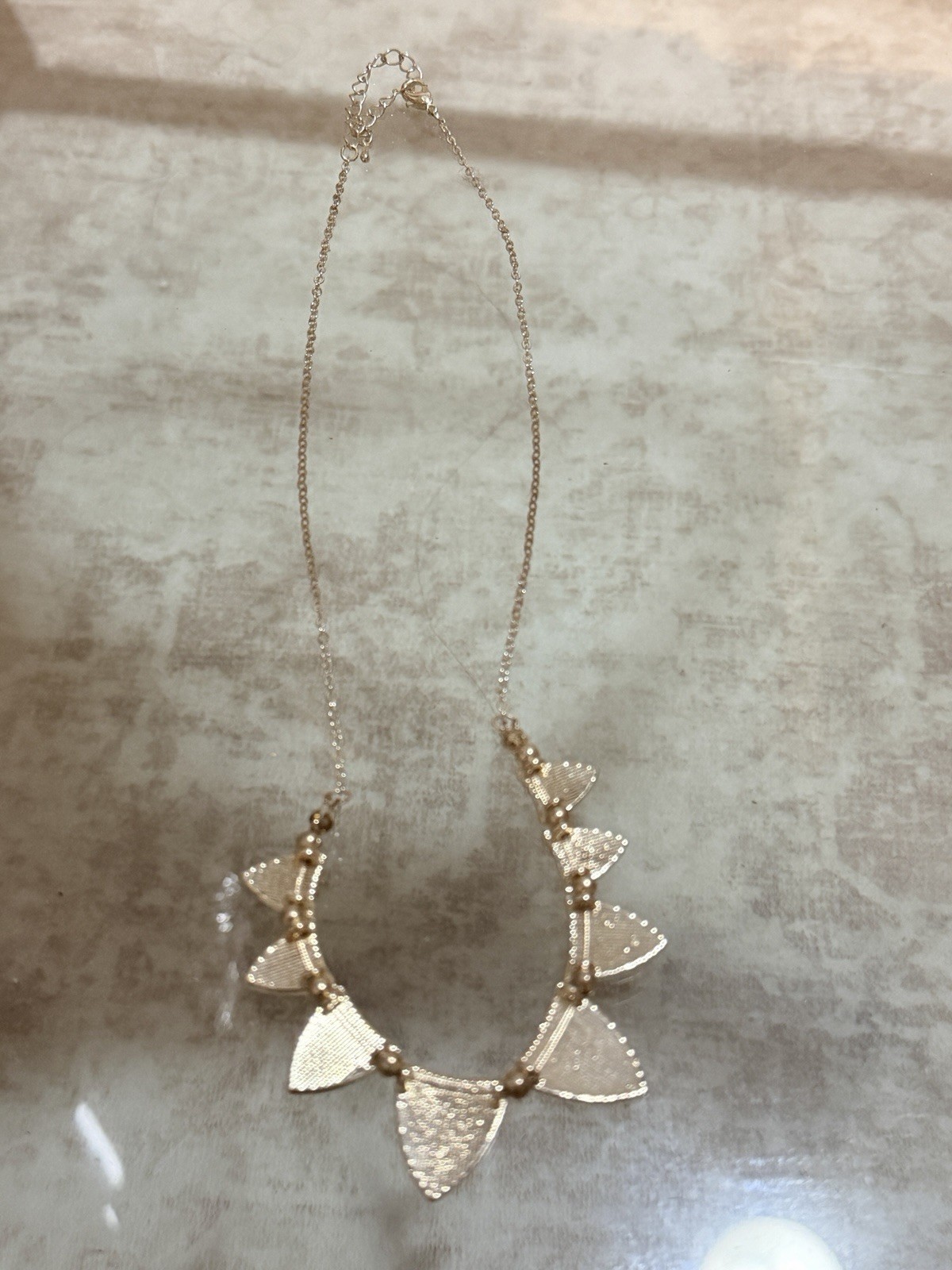 Black & Gold Tone Statement Bib Necklace Cable Chain Triangle Segments