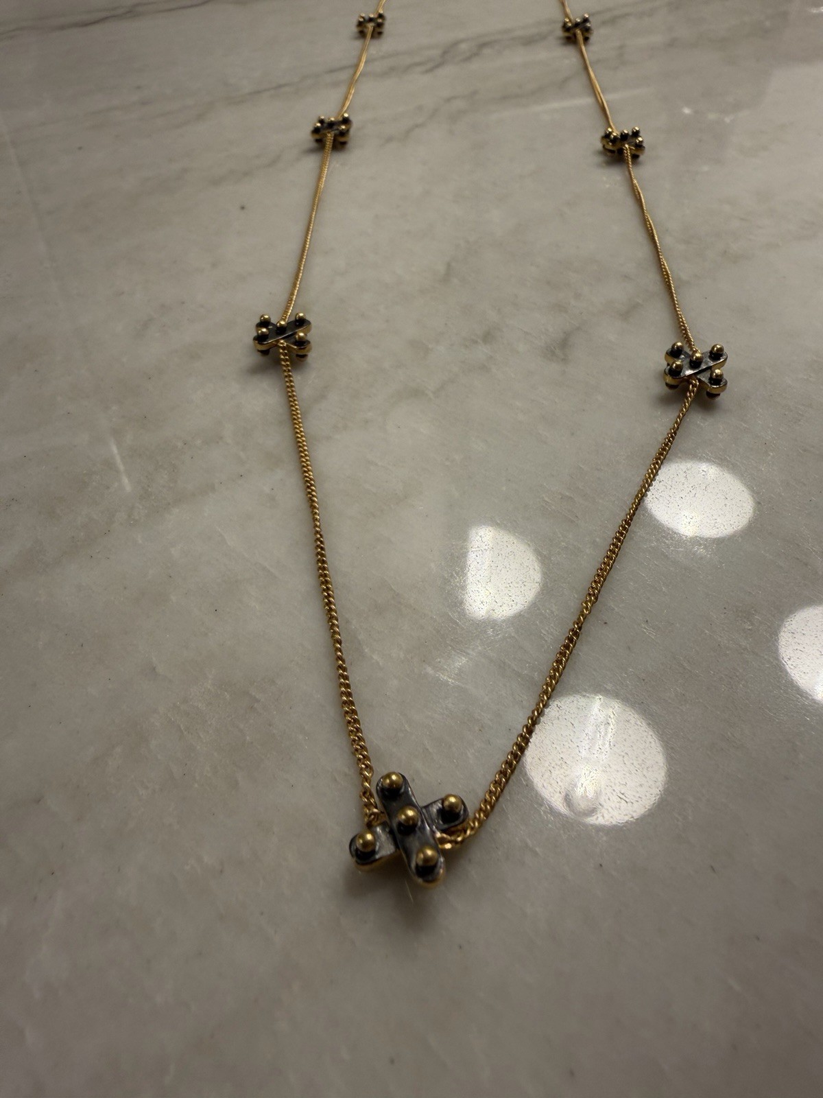 Julie Vos SoHo 40” Station Mixed Metal Necklace Excellent RETIRED