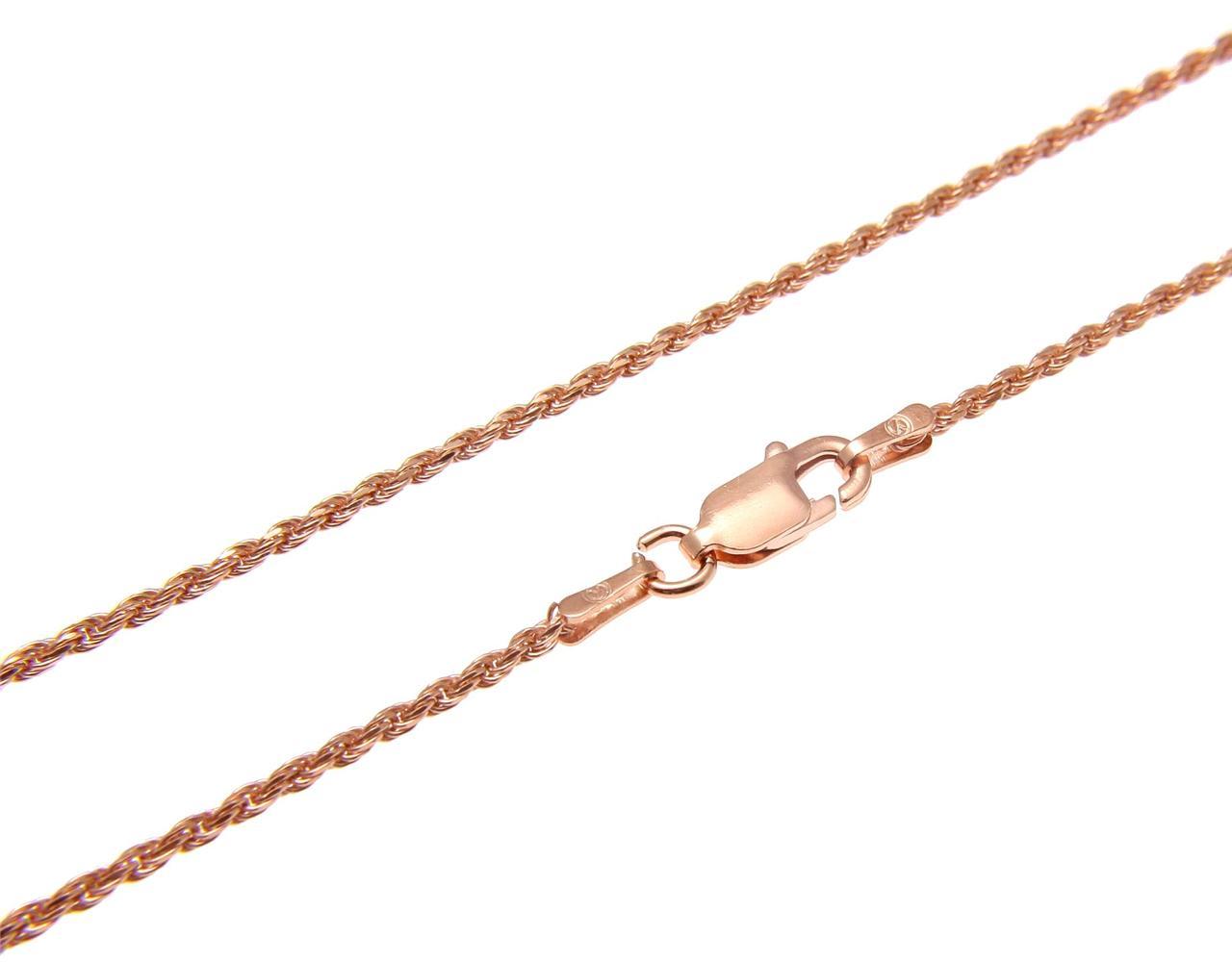 1.4MM ITALIAN ROSE GOLD ON SILVER 925 DIAMOND CUT ROPE CHAIN 16″,18″,20″,22″,24″