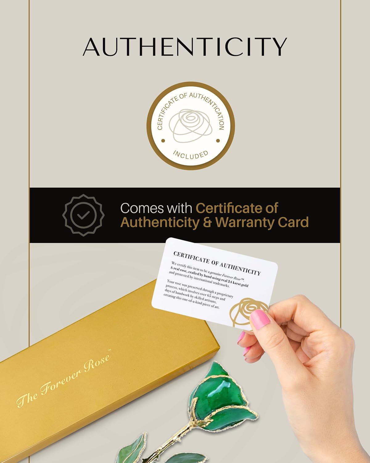 24K Gold-Dipped Rose with Emerald May Birthstone in Luxury Gift Box