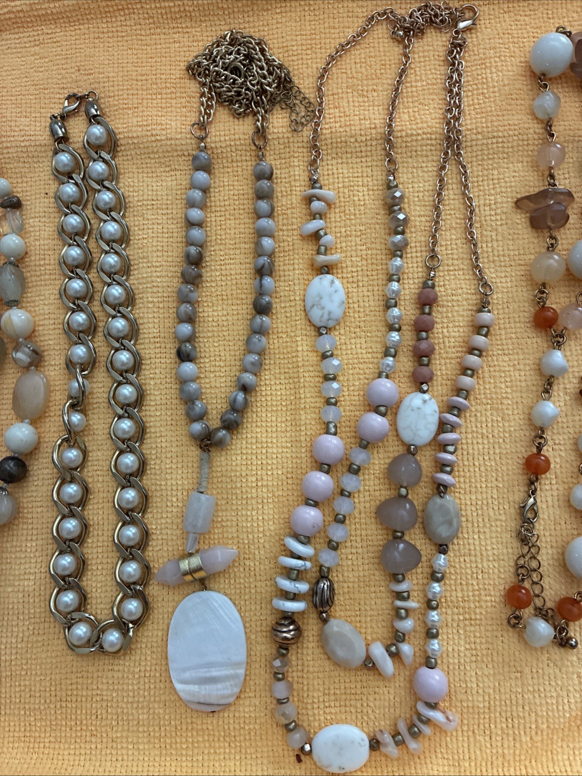 Fashioned Lot of 6 Necklaces. Various Lengths and Styles. Stones Glass Beads