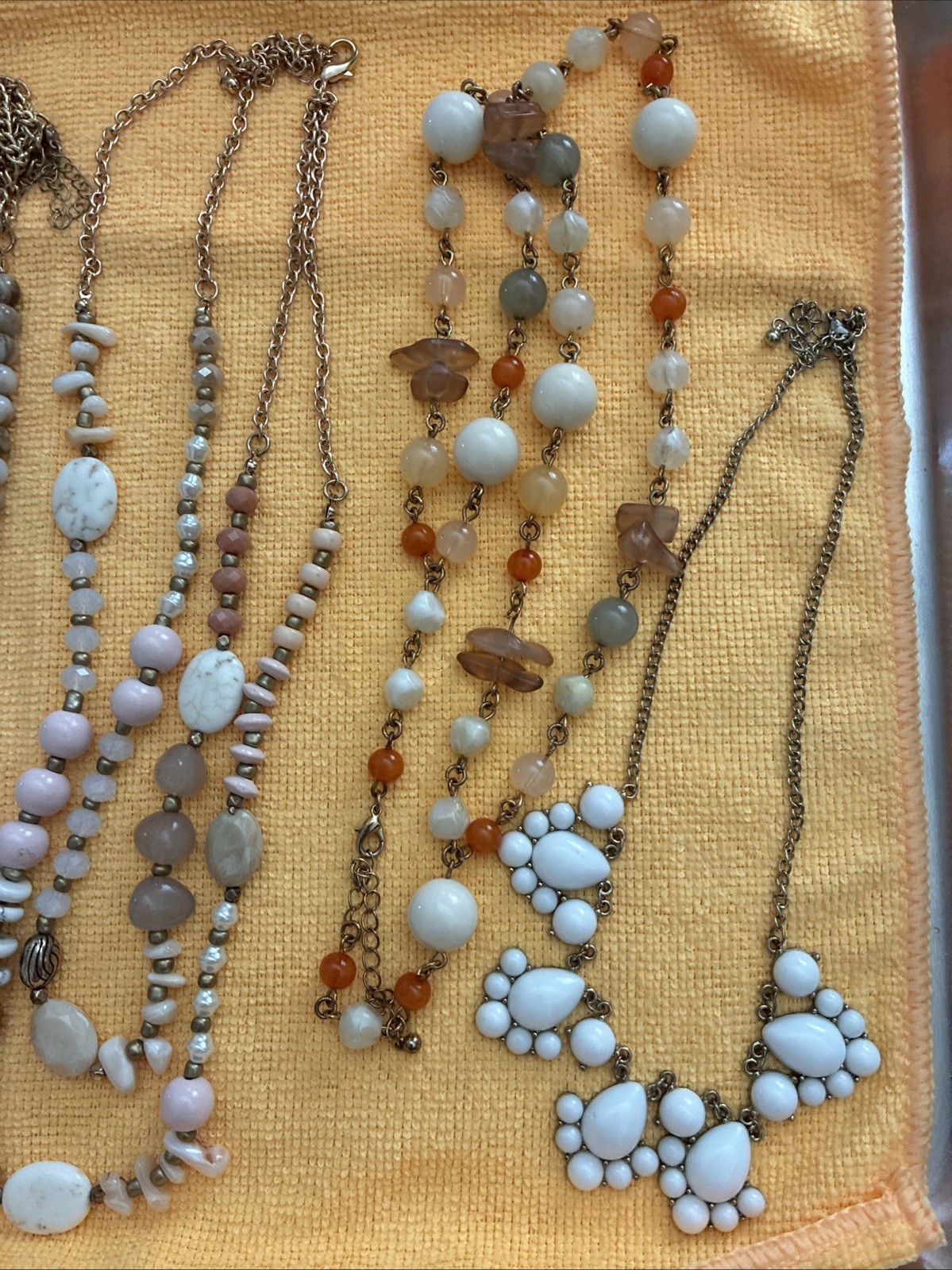 Fashioned Lot of 6 Necklaces. Various Lengths and Styles. Stones Glass Beads