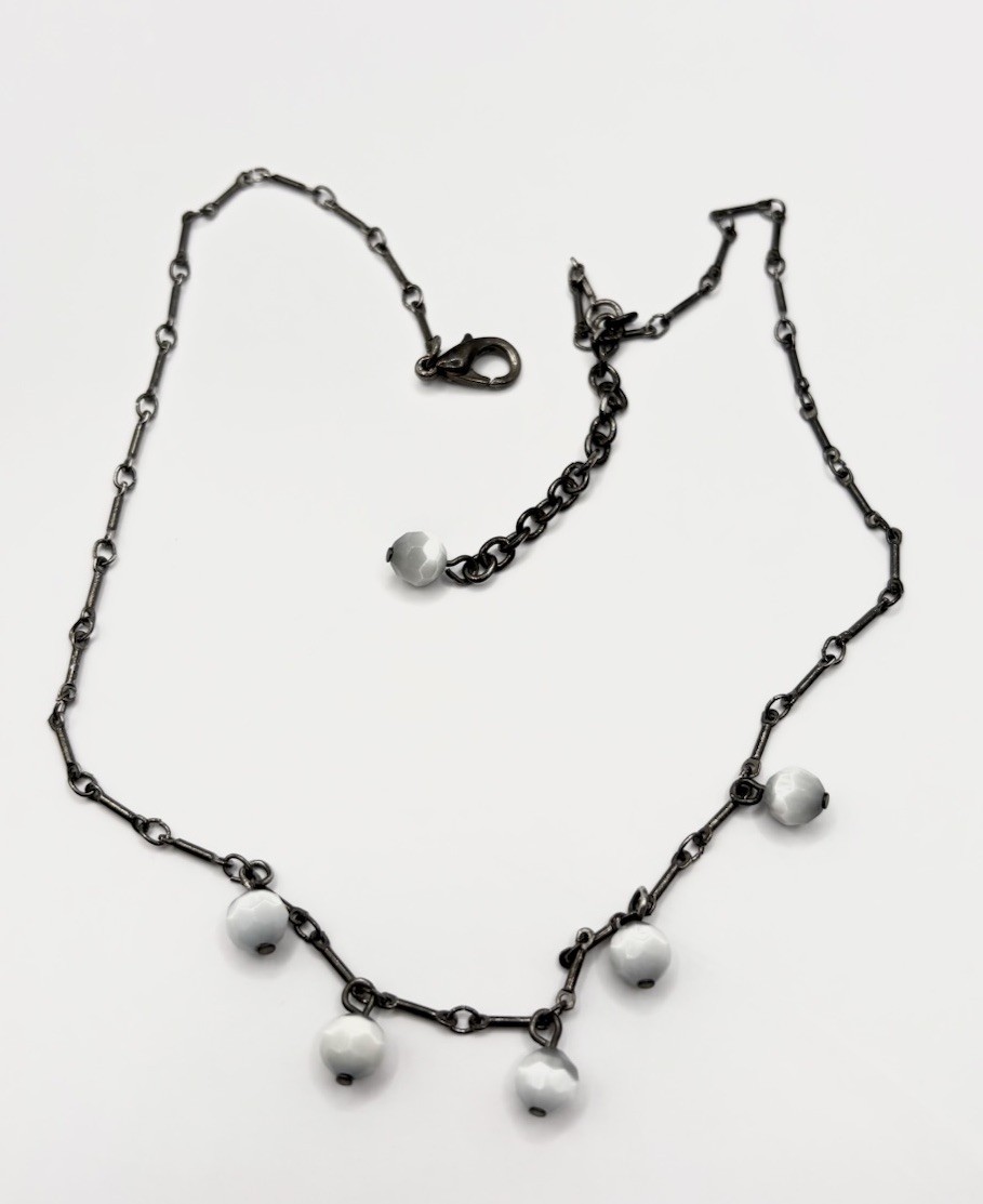 Black Bar Beaded Chain Necklace