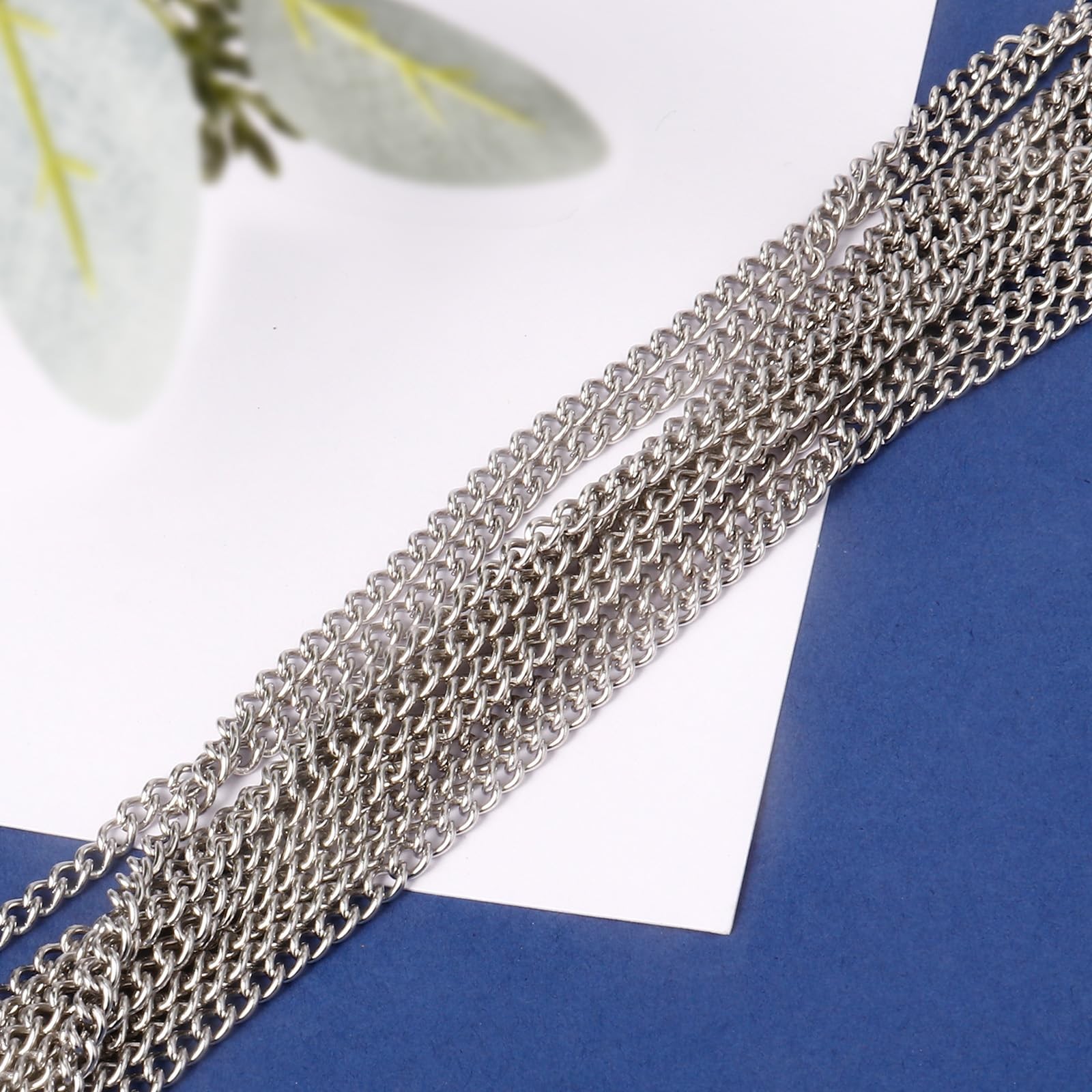 Curb Chains 66 FT 2mm 304 Stainless Steel Flat Twisted Links Bulk Roll Spool