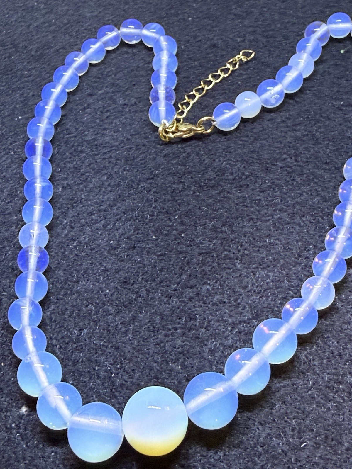 Opalite Beaded Graduation Necklace , 18-20 In. ION Plated Stain. Steel, 200 Ctw