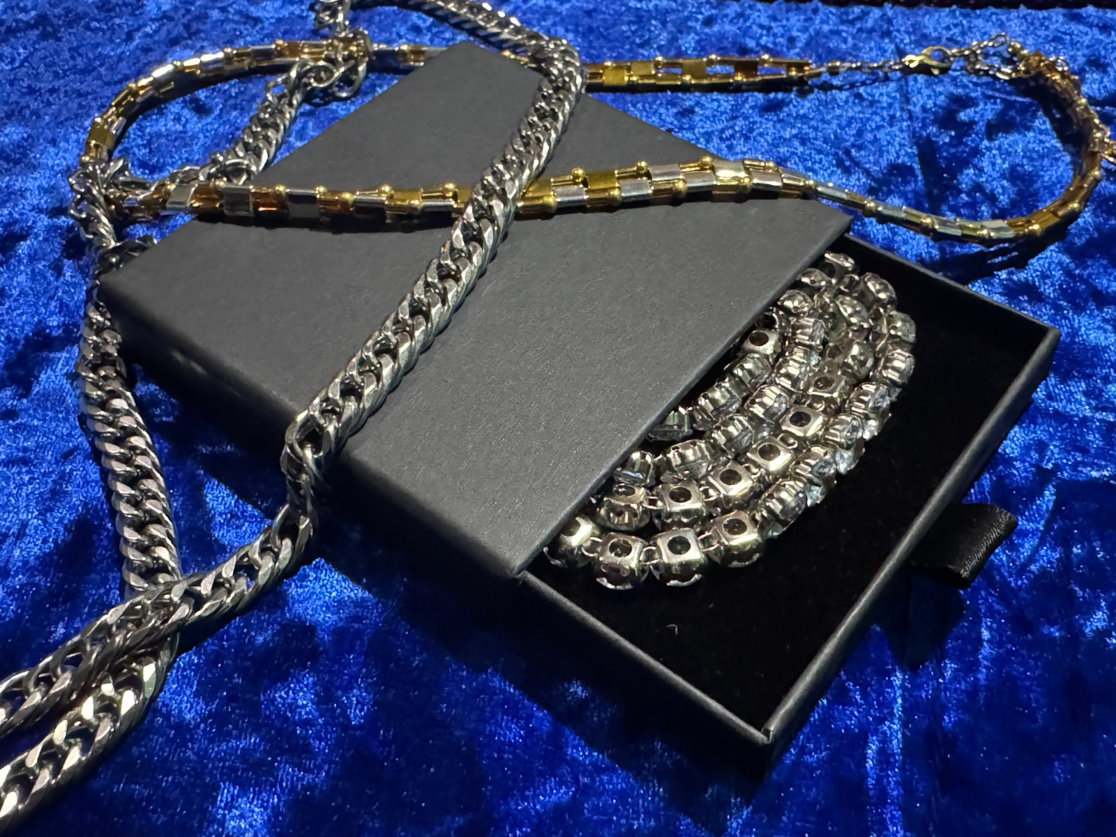 Tennis Necklace Chain White Colorless Rhinestone Silver Gold Round 10 m 24.5 in