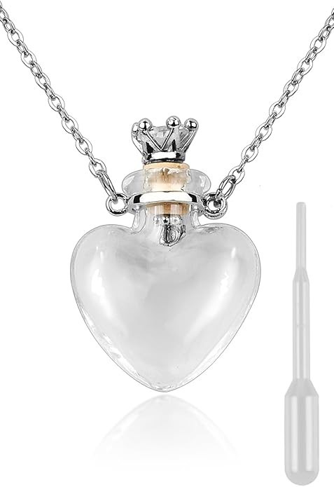 Vial Necklace Heart Shaped Perfume Bottle Pendant Blood Vial Necklace for Liquid