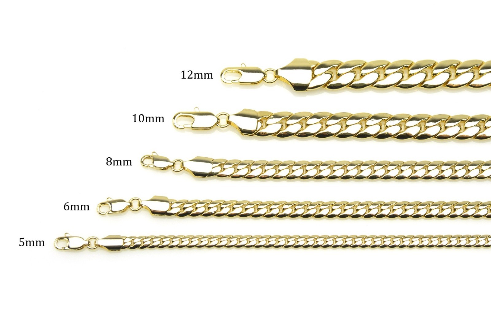 Men’s 6 mm Solid 14k Yellow Gold Plated Miami Cuban Link Chain Necklace 24″