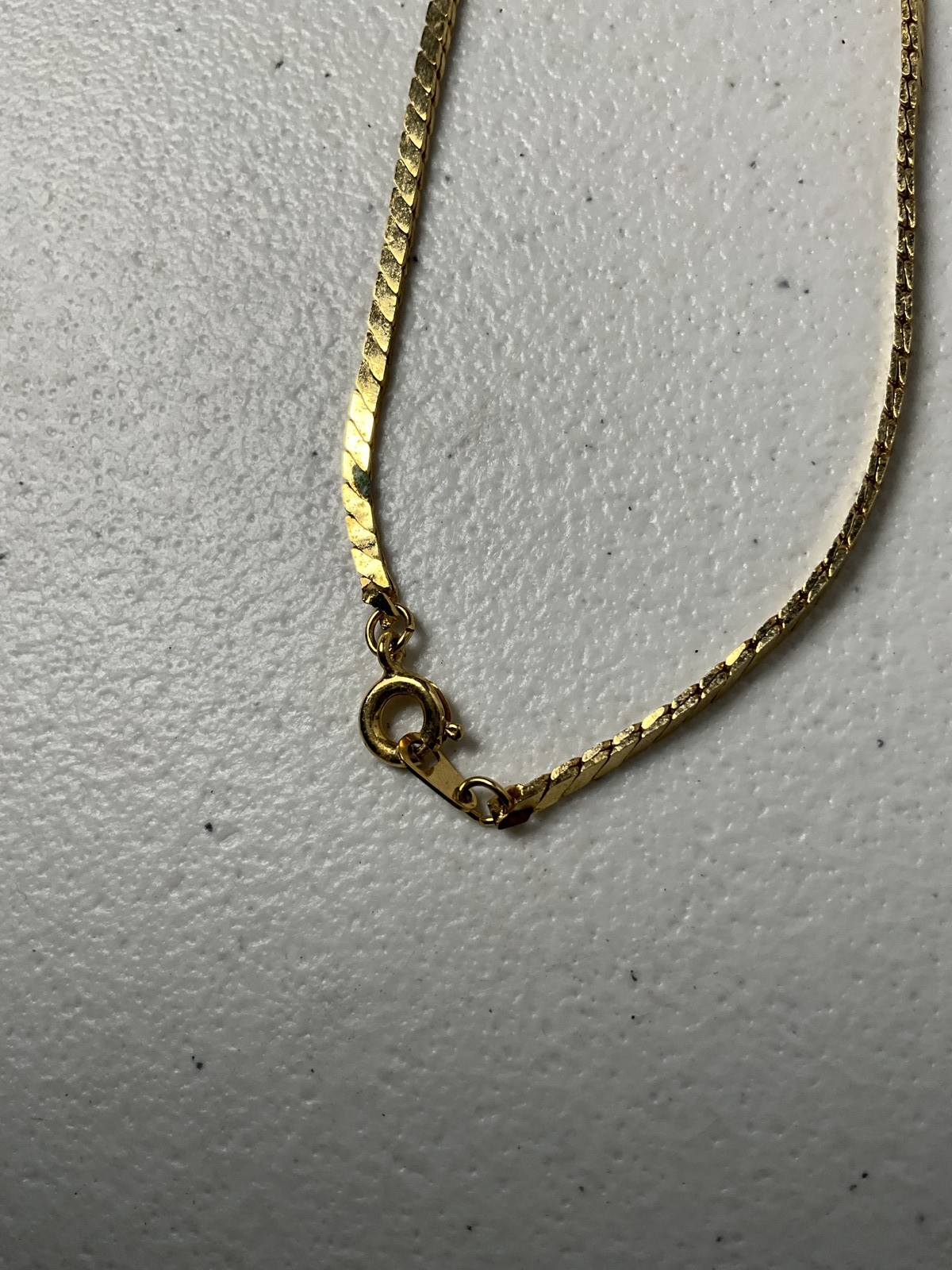 16″ Gold Tone Herringbone Chain Necklace Fashion Jewelry Spring Ring Clasp
