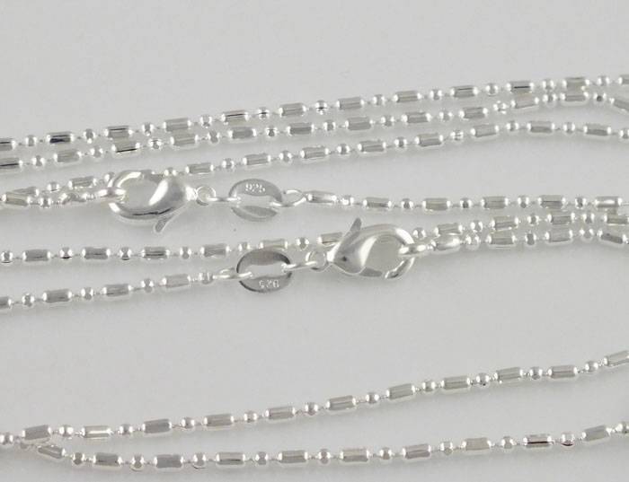 Wholesale 10pcs 925 Sterling Silver Plated 1.5mm Bamboo Chain Necklace 16″-30″