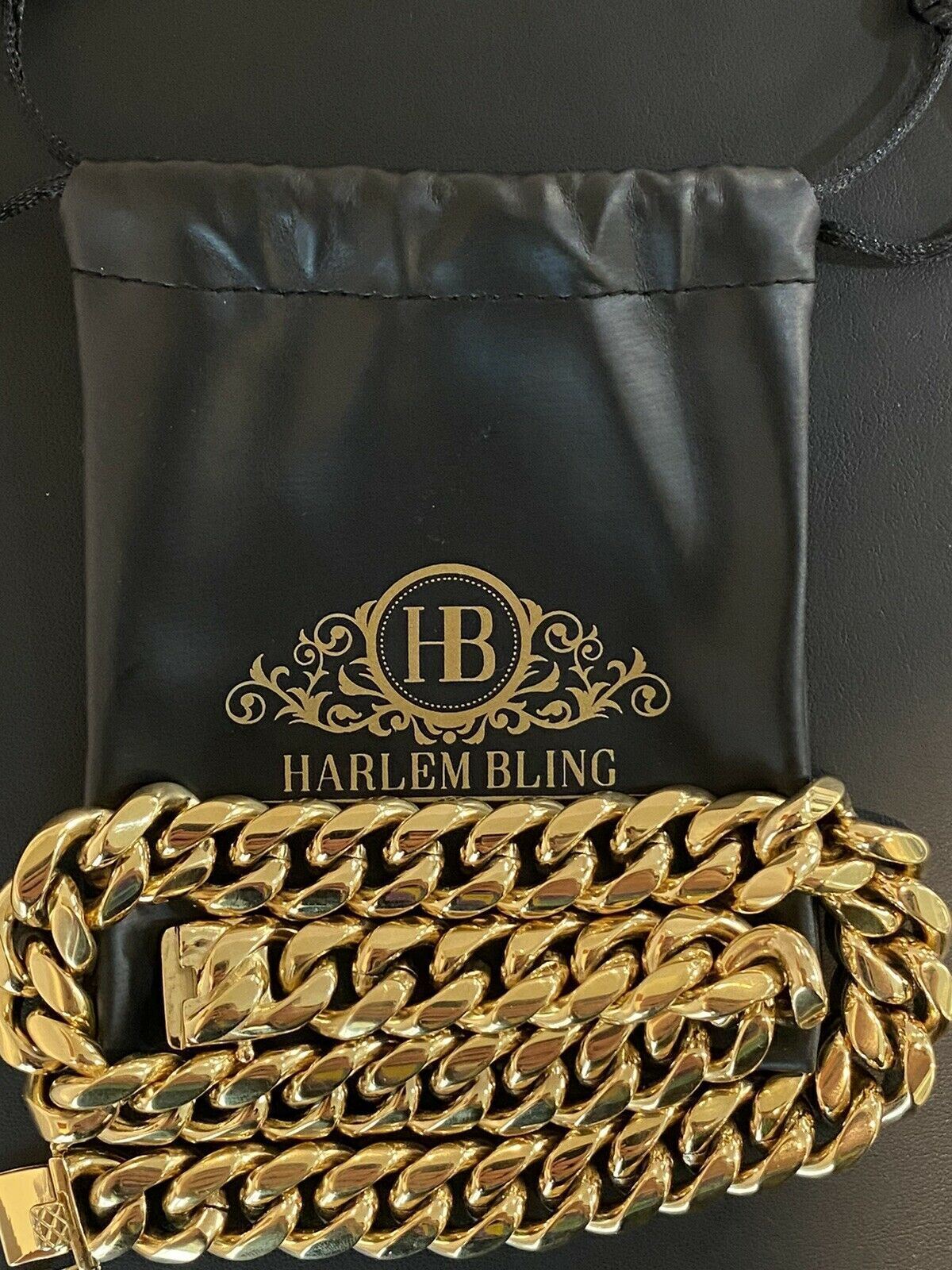 Miami Cuban Link Chain 16mm Box Clasp 14k Gold Plated Stainless Steel 20″ Choker