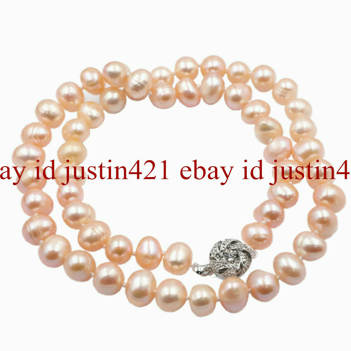 Natural 7-8mm Pink Freshwater Cultured Pearl Necklace 18”