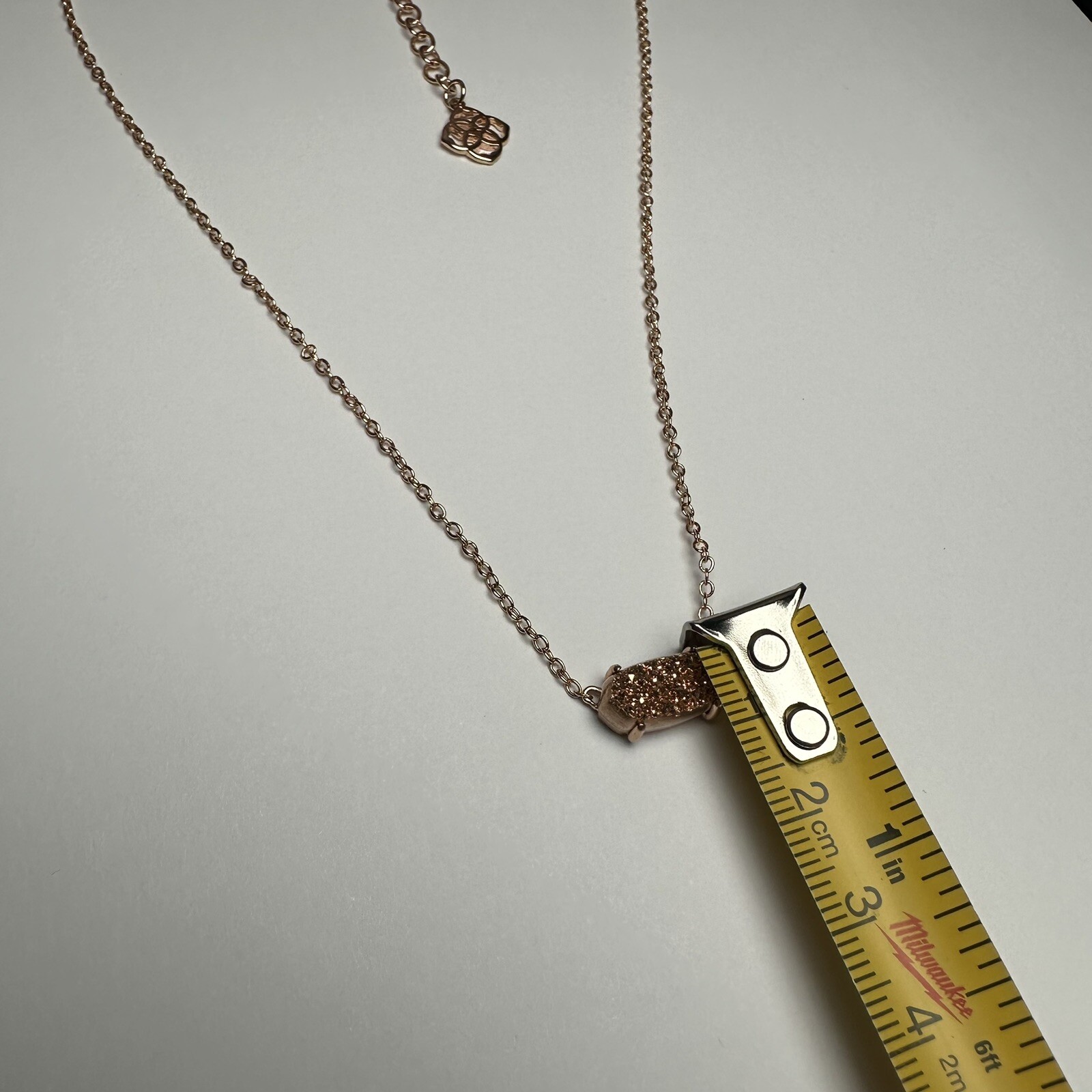 Kendra Scott Mabel Rose Gold Tone & Druzy Necklace Adjustable Length 15 – 17 In