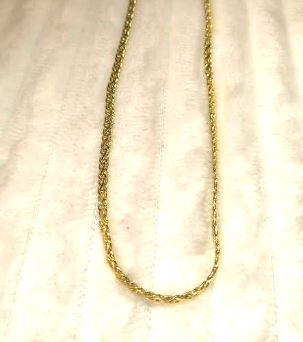 Gold Tone Braided Rope Chain Necklace Twisted Links Lobster Clasp Kore