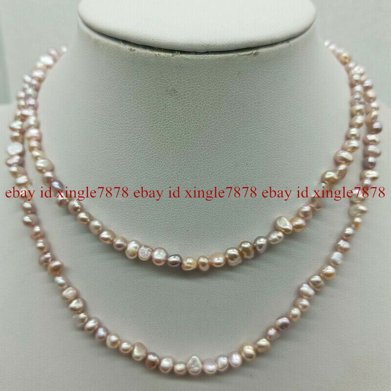 Natural 4-5mm Purple Freshwater Cultured Baroque Pearl Necklace 18-36″