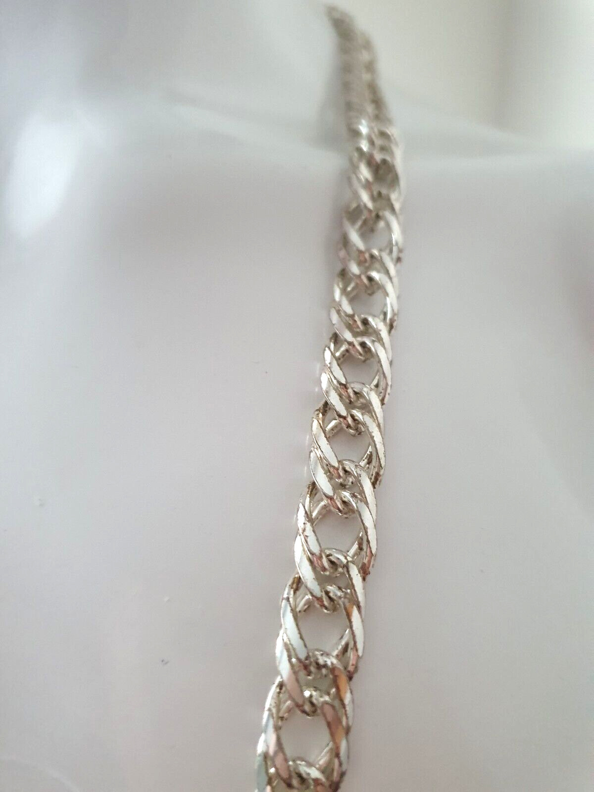 Vintage Heavy Sliver Tone 10mm Wide Flat Curb Link Chain Necklace CBM3-2495