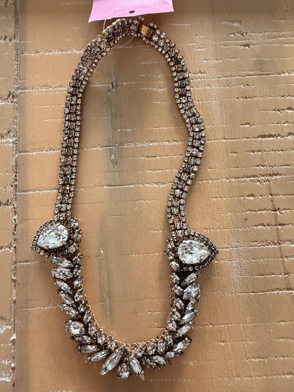 Erickson Beamon Crystal Teardrop Statement Bib Necklace Gold Tone Signed