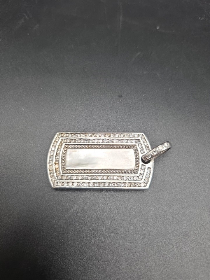 Silver Dog Tag Charm Necklace Pendant .925