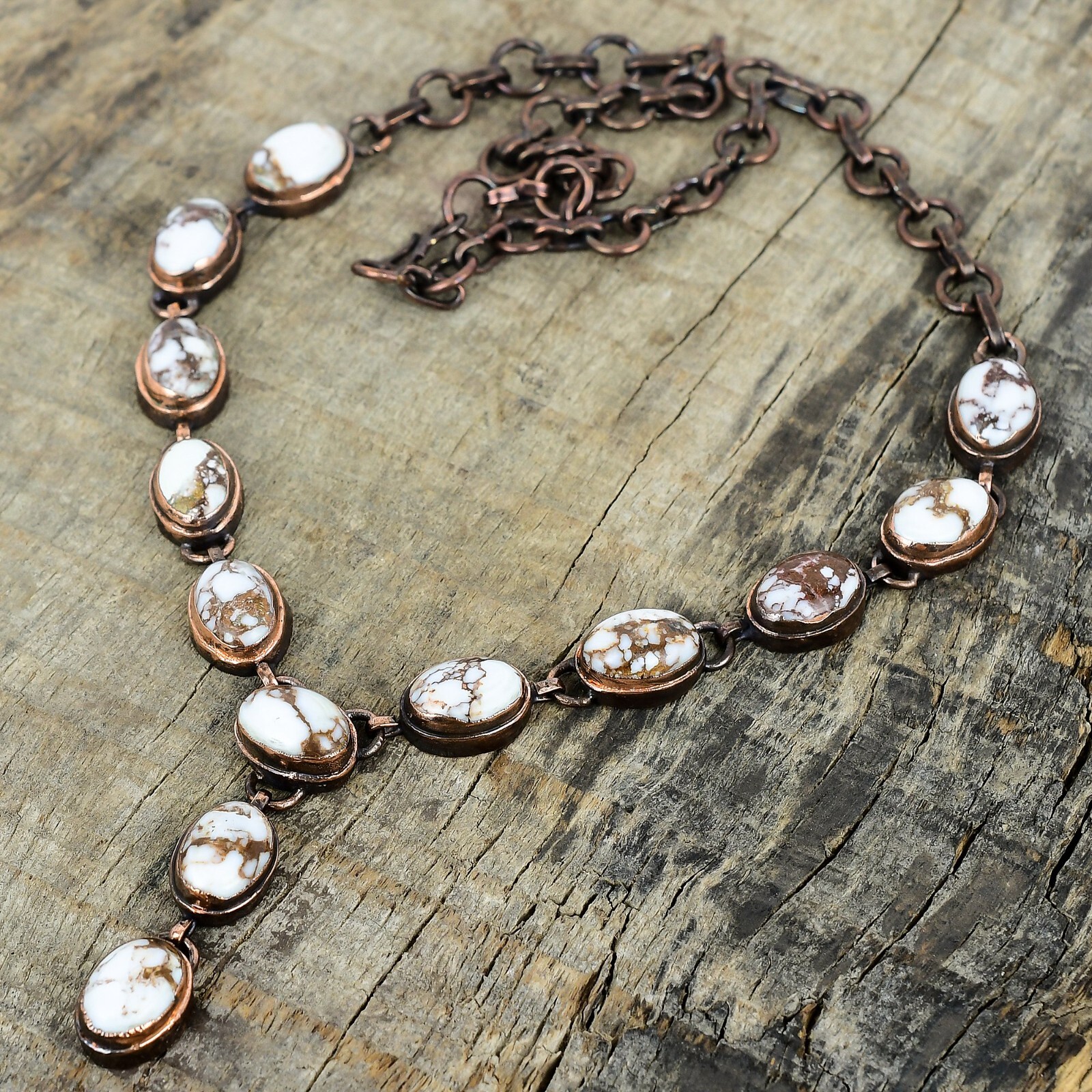 Copper Wild Horse Magnesite Stone Electroformed Daughter Chain Necklace Jewelry