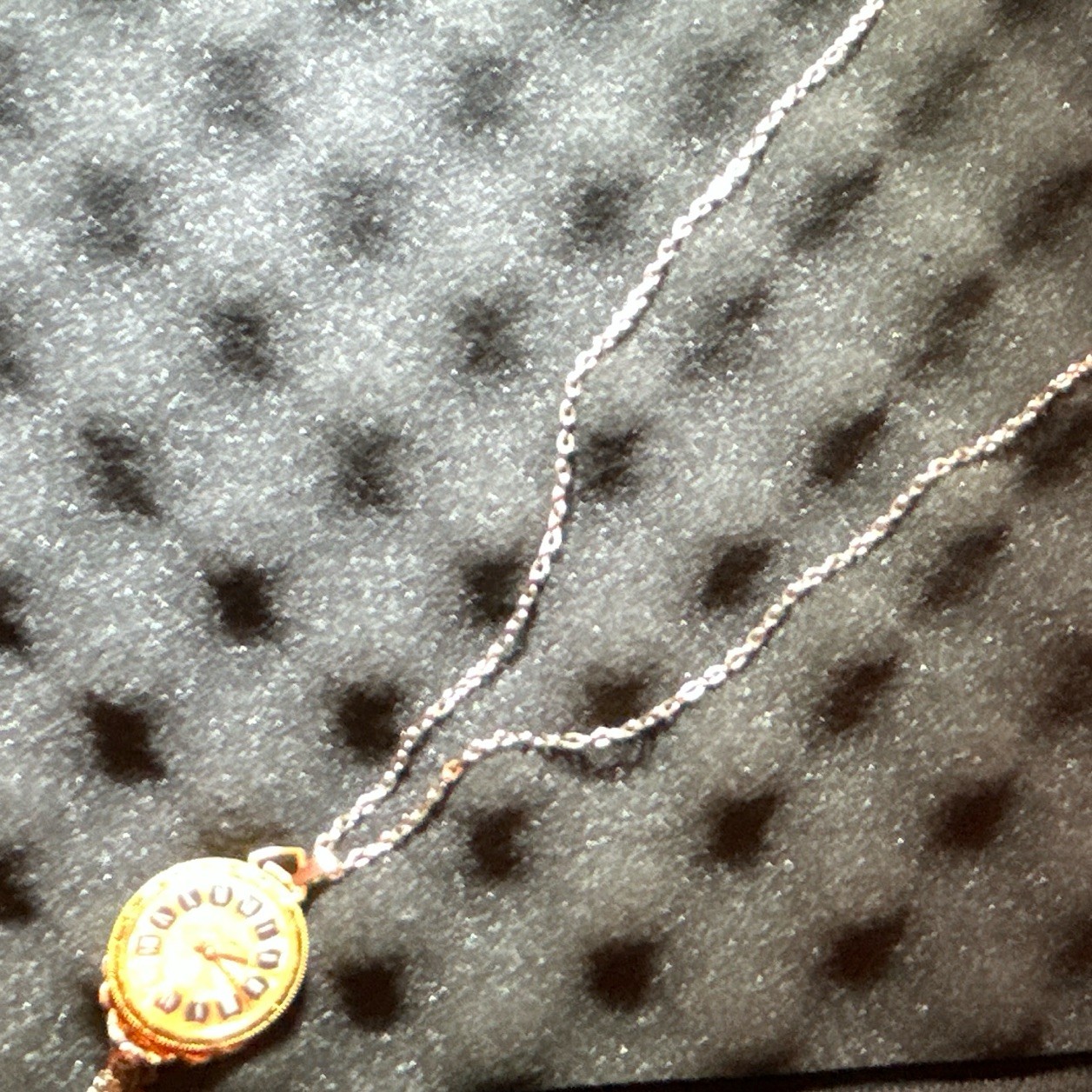 Working Vintage Gold Tone Lucerne Cameo Charm Pendant Necklace w/ Cable Chain