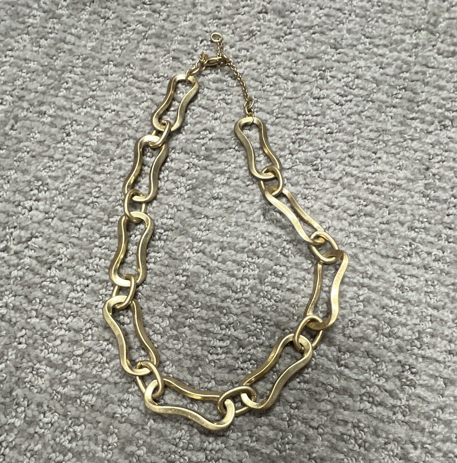 Gold Tone Large Link Chain Necklace, Adjustable, Lobster Clasp, No Stone