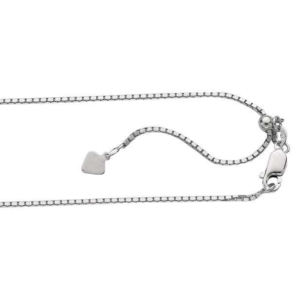 1.4mm Adjustable Venetian Box Chain Necklace Solid 925 Sterling Silver up to 22″
