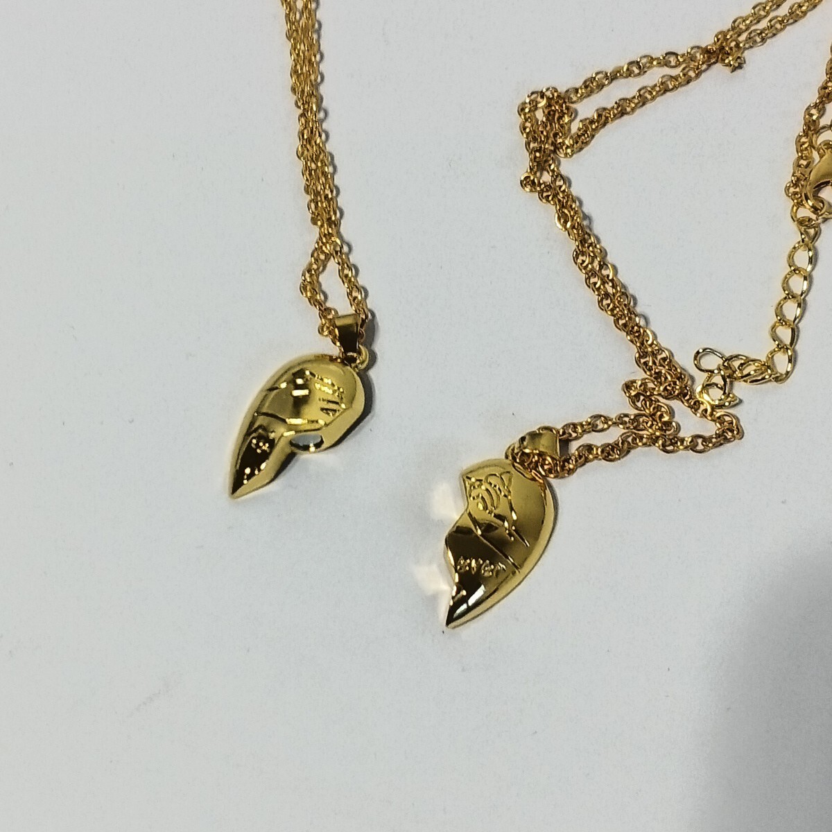 Couples Forever Heart Pendant Necklace Brass Plated Gold One Size
