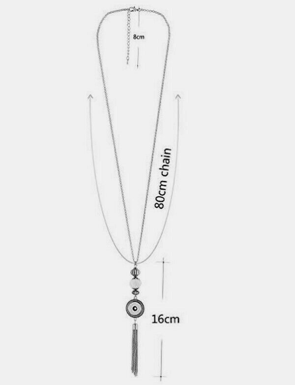 Snap Jewelry Necklace CZ Rhinestone Tassel 32″ fits 18-20mm Ginger Style Charms