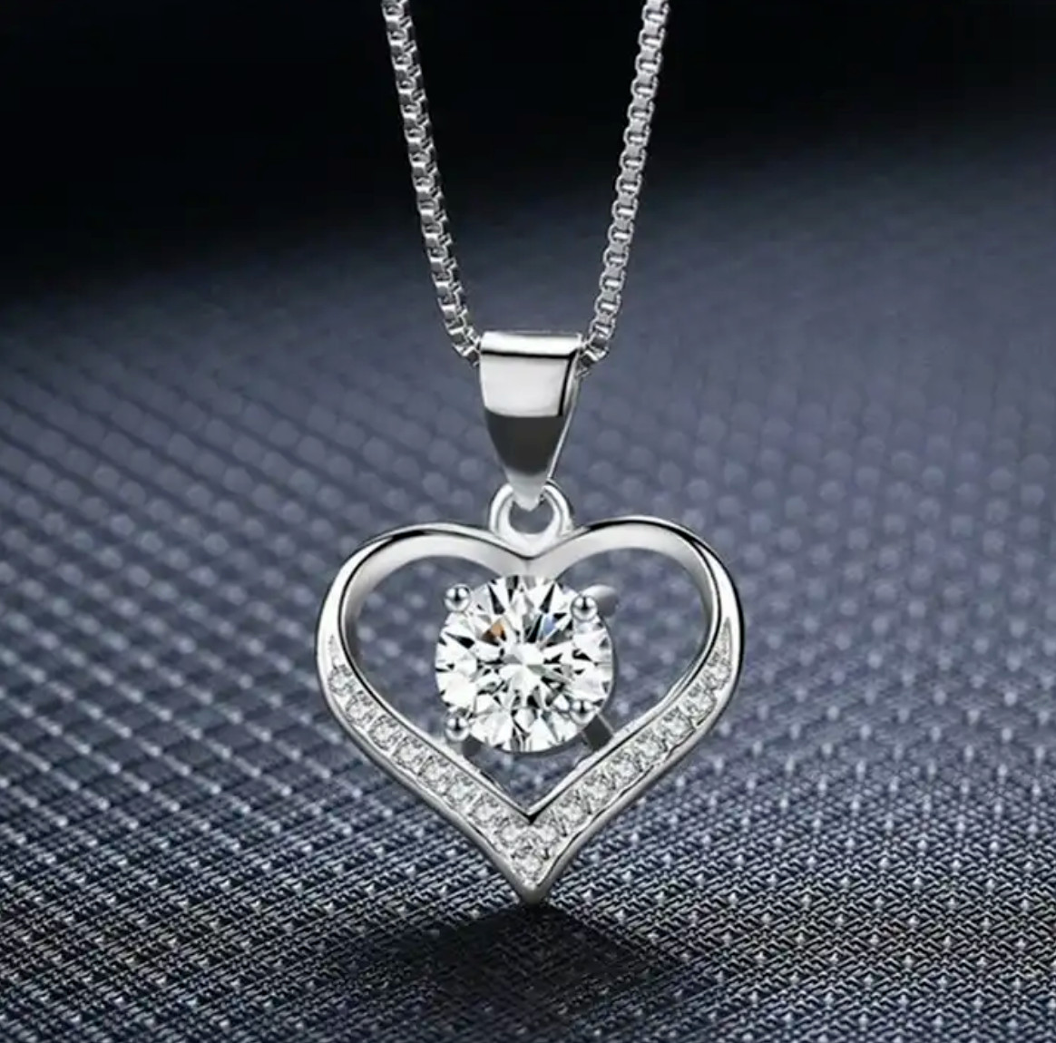 Sterling Silver Plated Love Heart Pendant Necklace FREE SHIPPING OVER 10$