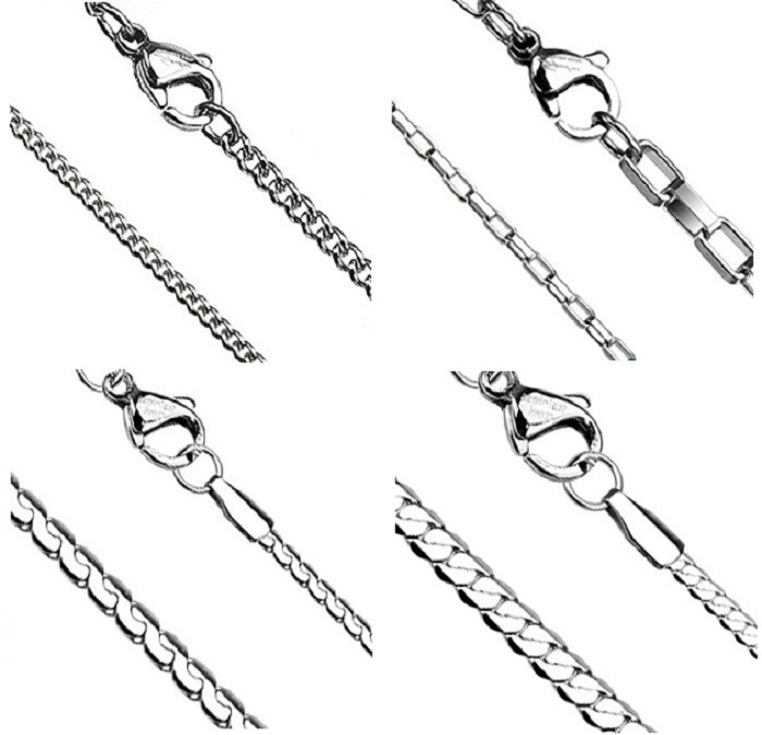 316L Stainless Steel Chain Link, Square Chain Link, or Flat Snake Chain Necklace