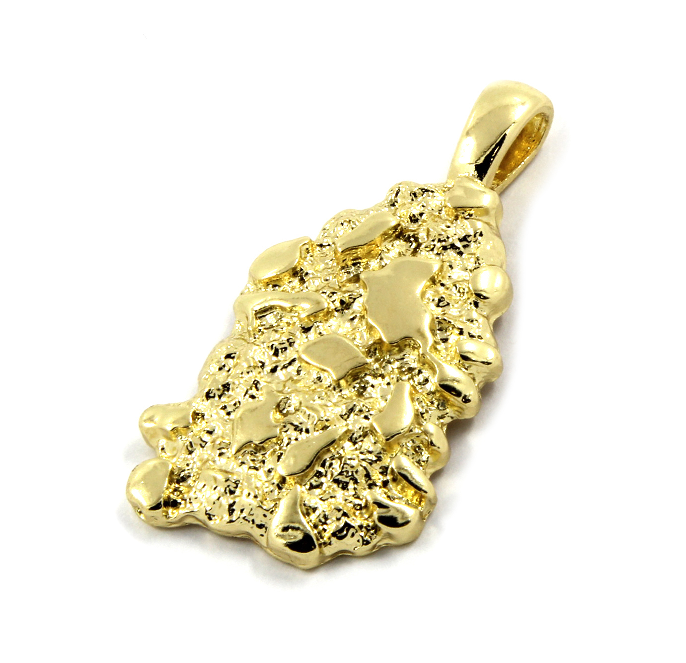 Mens 14K Gold Plated Nugget Pendant Hip-Hop 5mm/24″ Figaro Chain