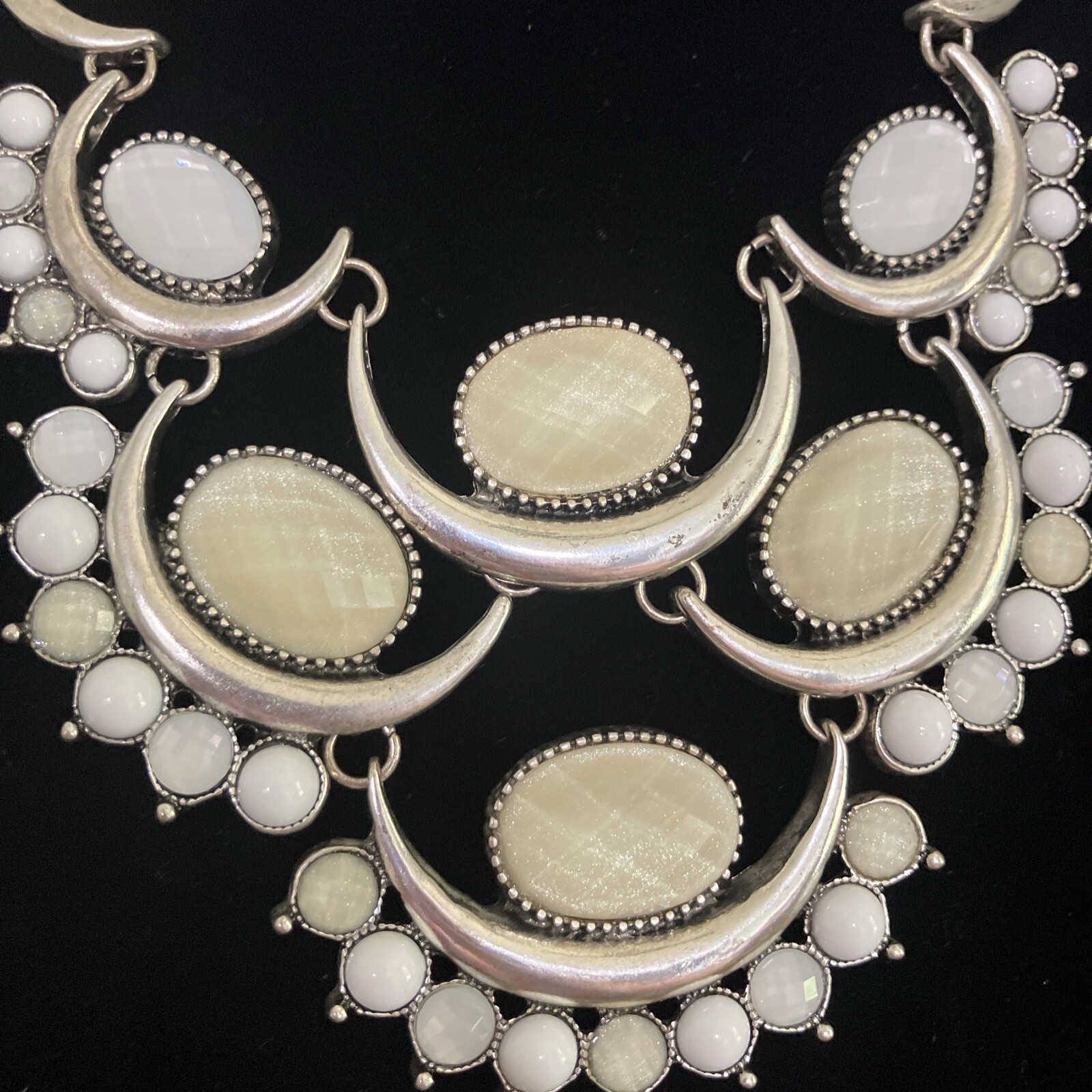 Erica Lyons Necklace Boho Art Deco Silver Tone Moon 18 – 20 Inches Statement