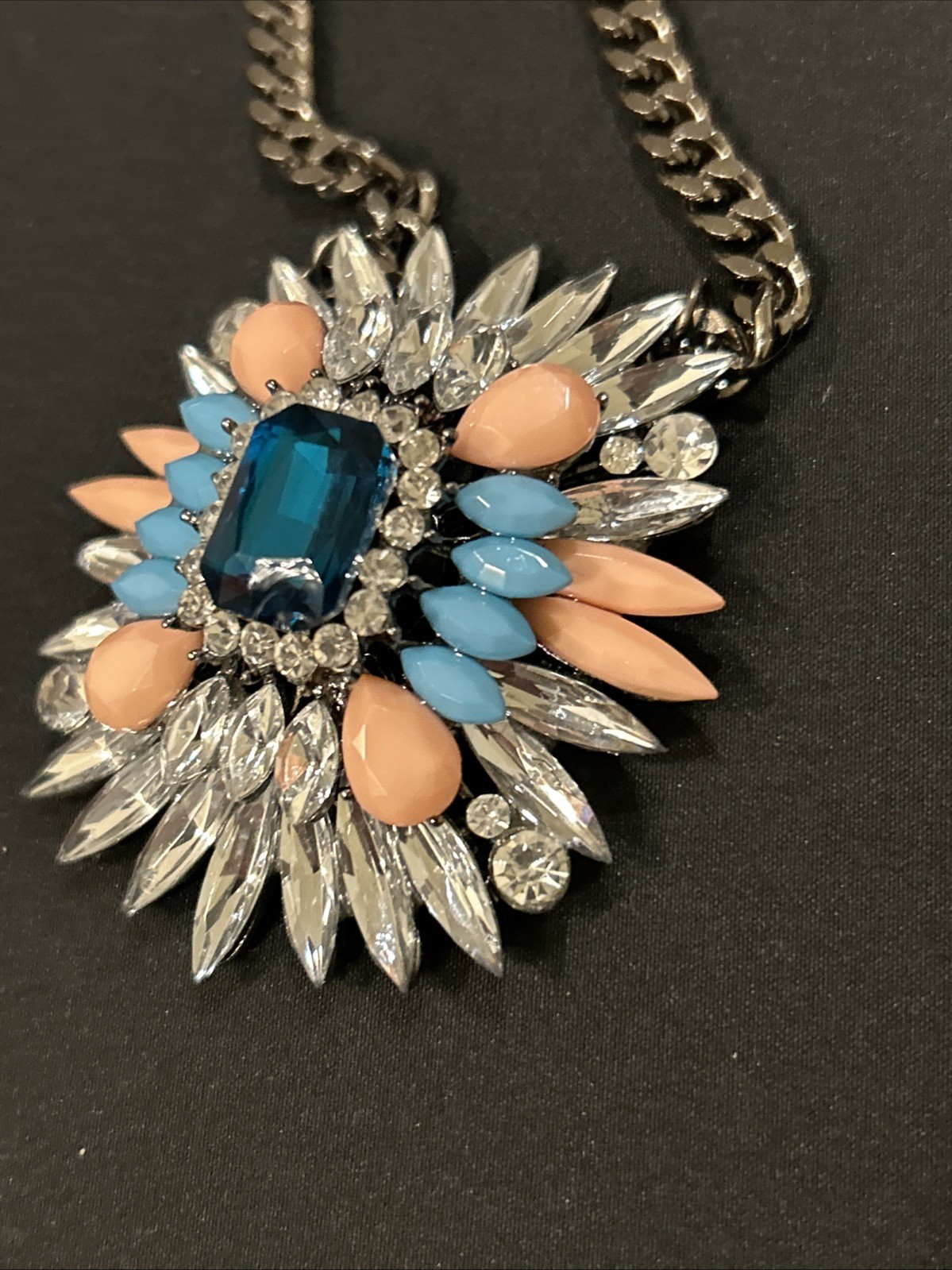 J CREW Star Burst Rhinestone BLING STATEMENT Necklace