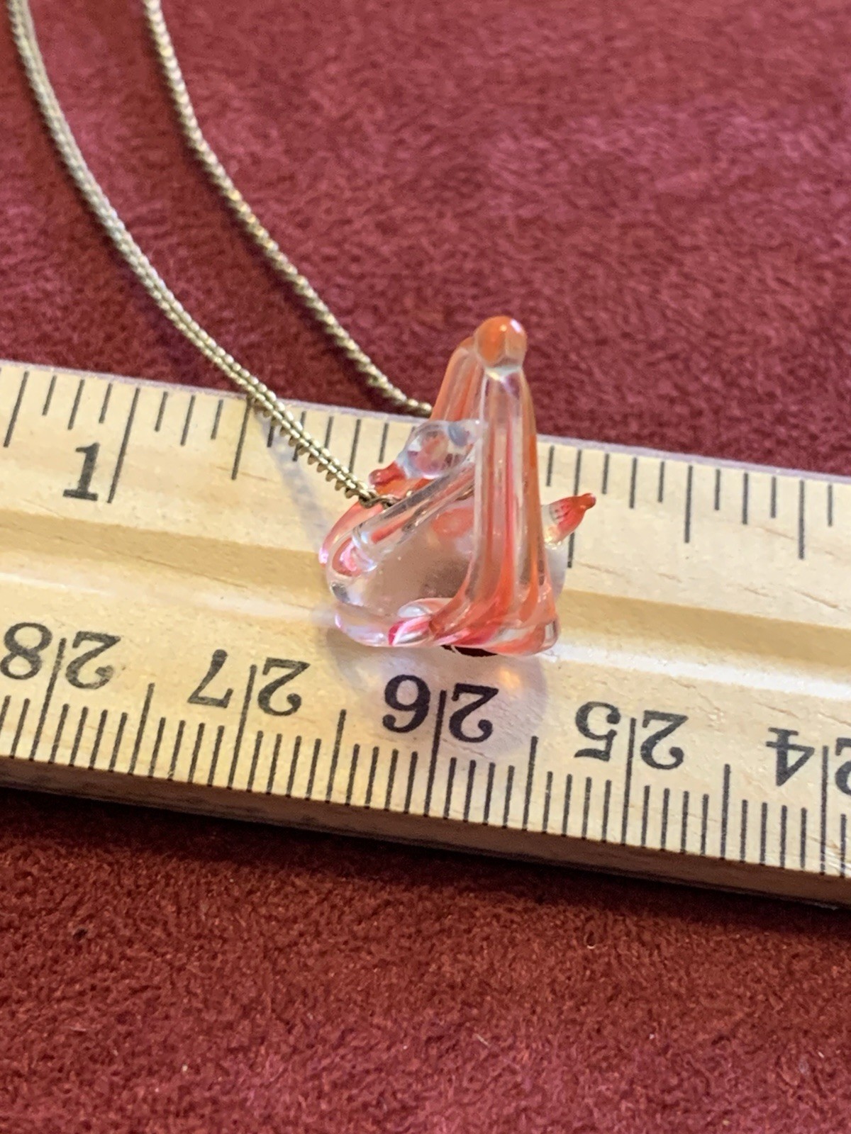 Pink Swan Charm Pendant Necklace Iridescent Glass Spring Ring 19-24 in
