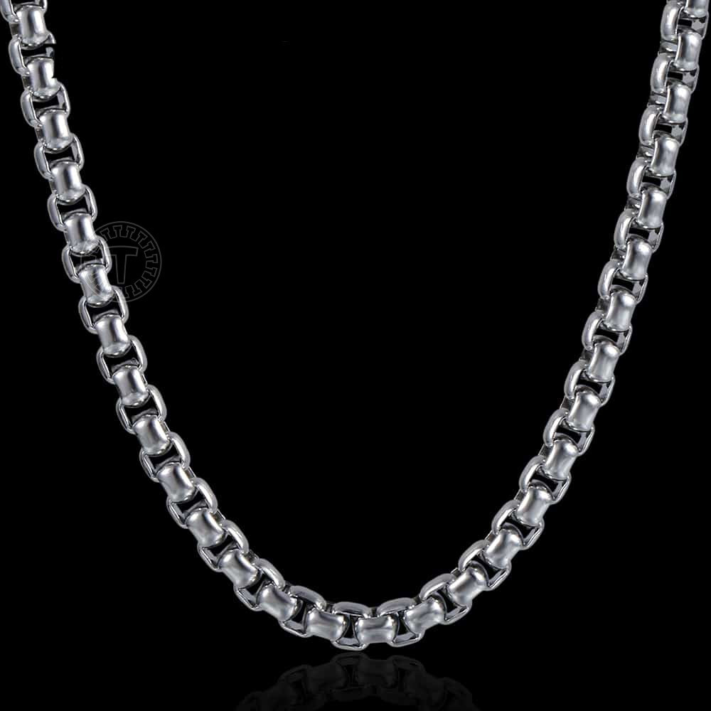 4MM Silver Stainless Steel Round Box Link Necklace Women Men Chain 18/20/22/24″