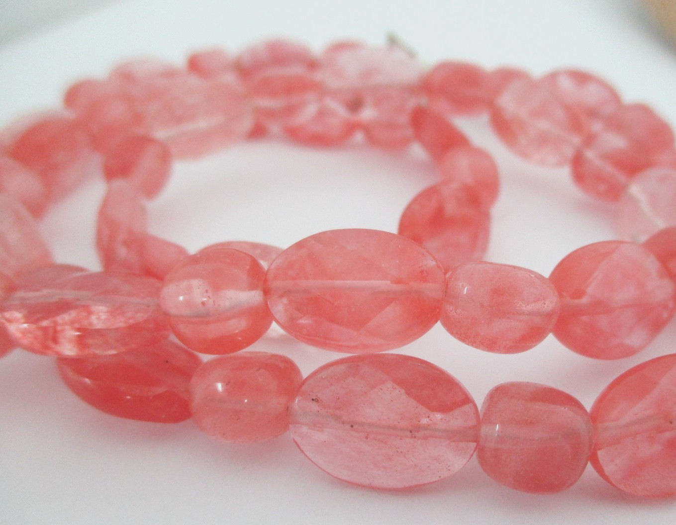 Pink CHERRY Quartz  Faceted Beaded  Necklace  Pink  24″