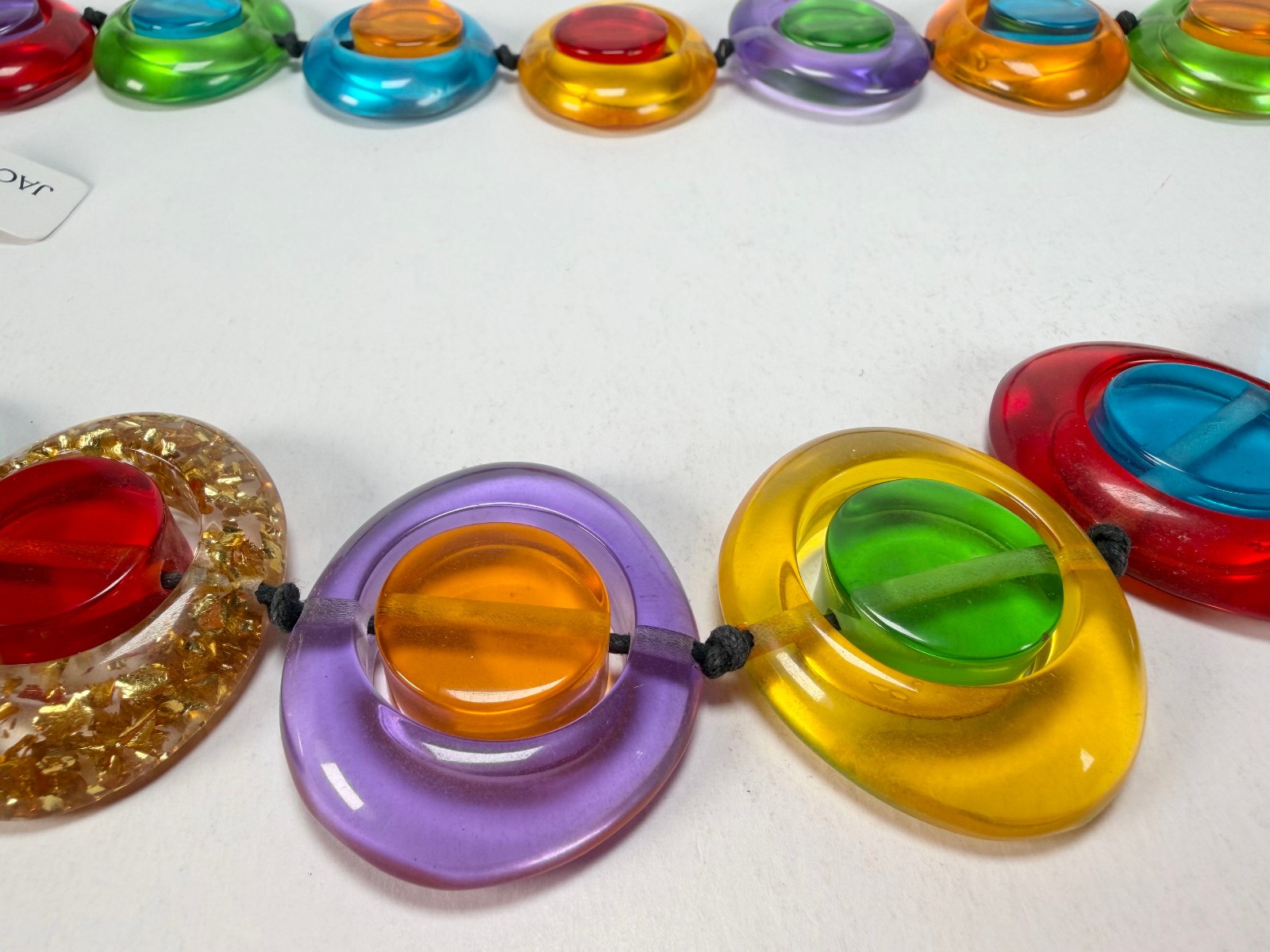 Jackie Brazil “Saturn” Transparent Summer Mix Disk / Cylinder Long 75cm Necklace