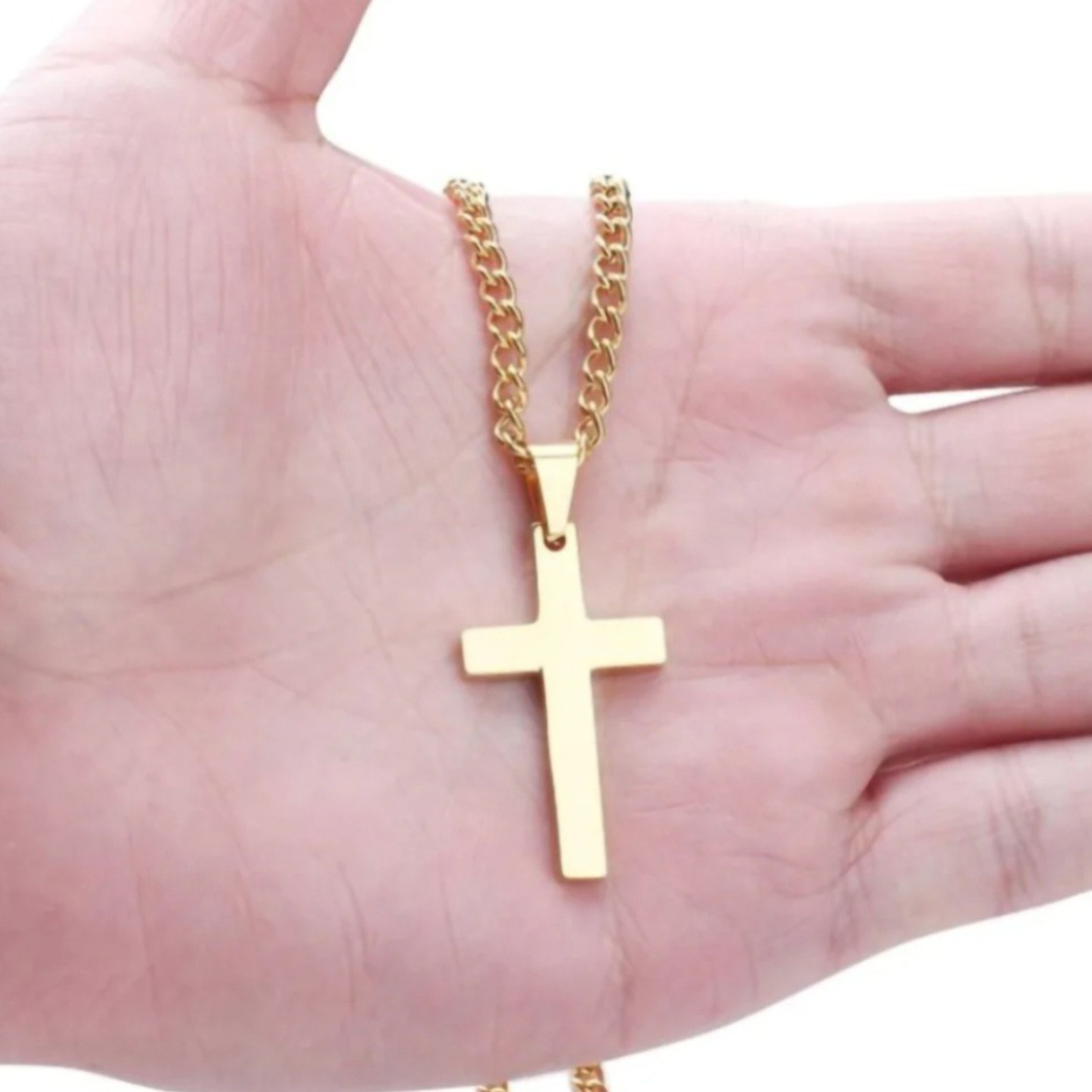 Cross Pendant for Christian Faith Men 2X1 inches, 24 in Chain
