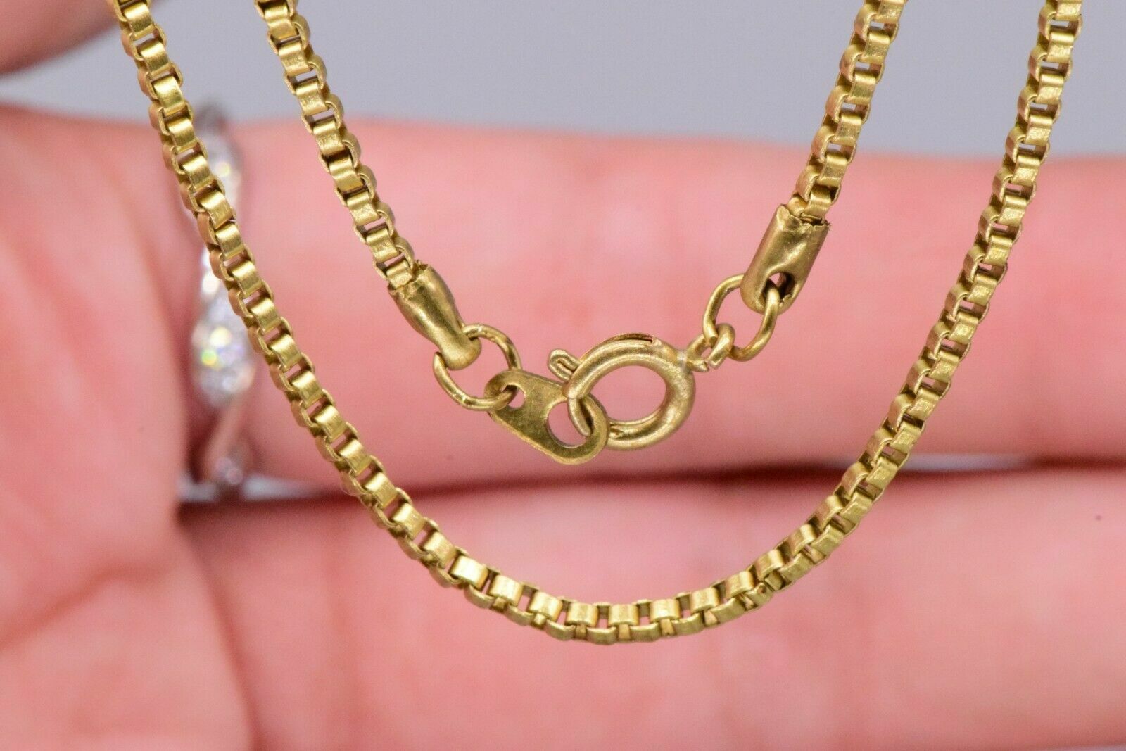 Raw Brass Box Chain 2 mm Venetian Chain Necklace 18″