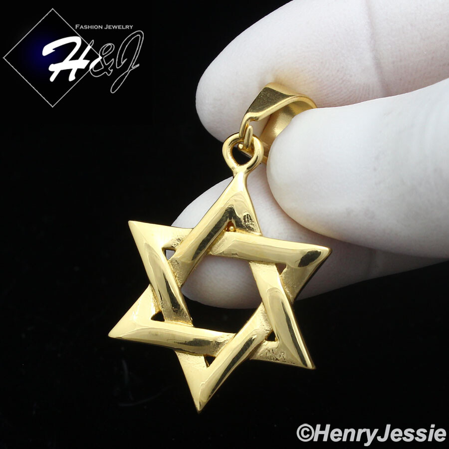 MEN’s Stainless Steel Gold Plated Jewish Star of David Charm Pendant*GP137