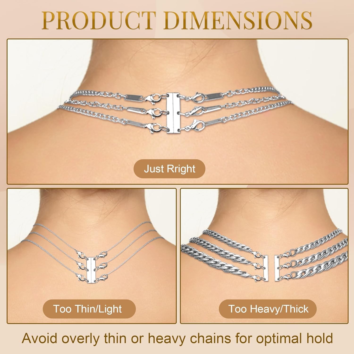 Silver Plated Necklace Extender Magnetic Separator Clasp Layering Necklace