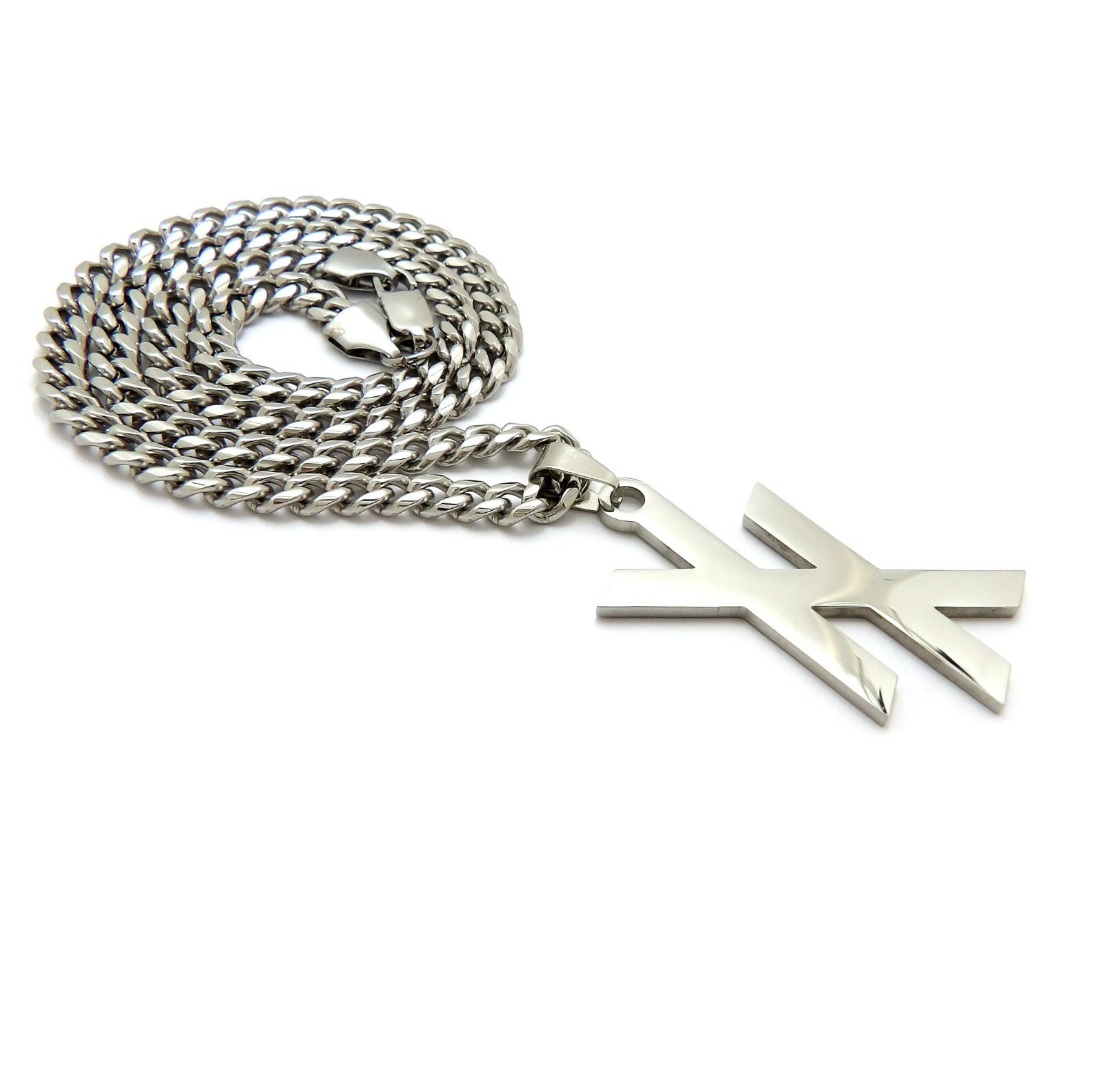 MGK XX PENDANT 18″ 20″ 24″ BOX CUBAN ROPE STAINLESS STEEL CHAIN HIP HOP NECKLACE