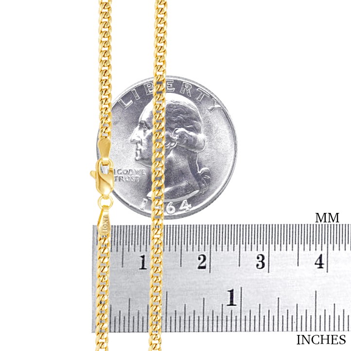 10K Yellow Gold Solid 2.7mm Miami Cuban Link Chain Necklace Lobster Clasp 20″