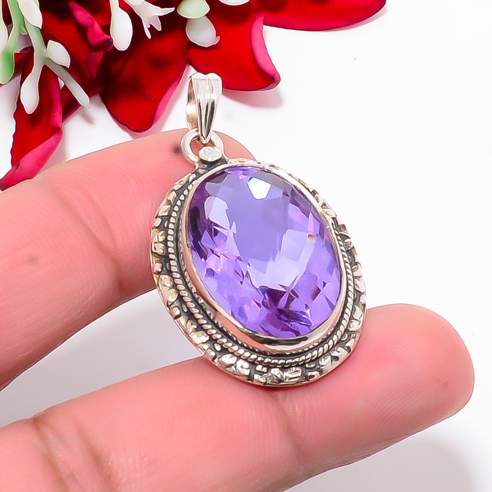 Colour Changing Alexandrite Handmade 925 Sterling Silver Pendant 1.56″ P2