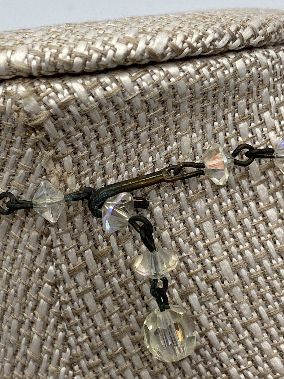 Vtg Aurora Borealis Crystal Necklace 12-15″ Strand Choker Shiny Sparkly
