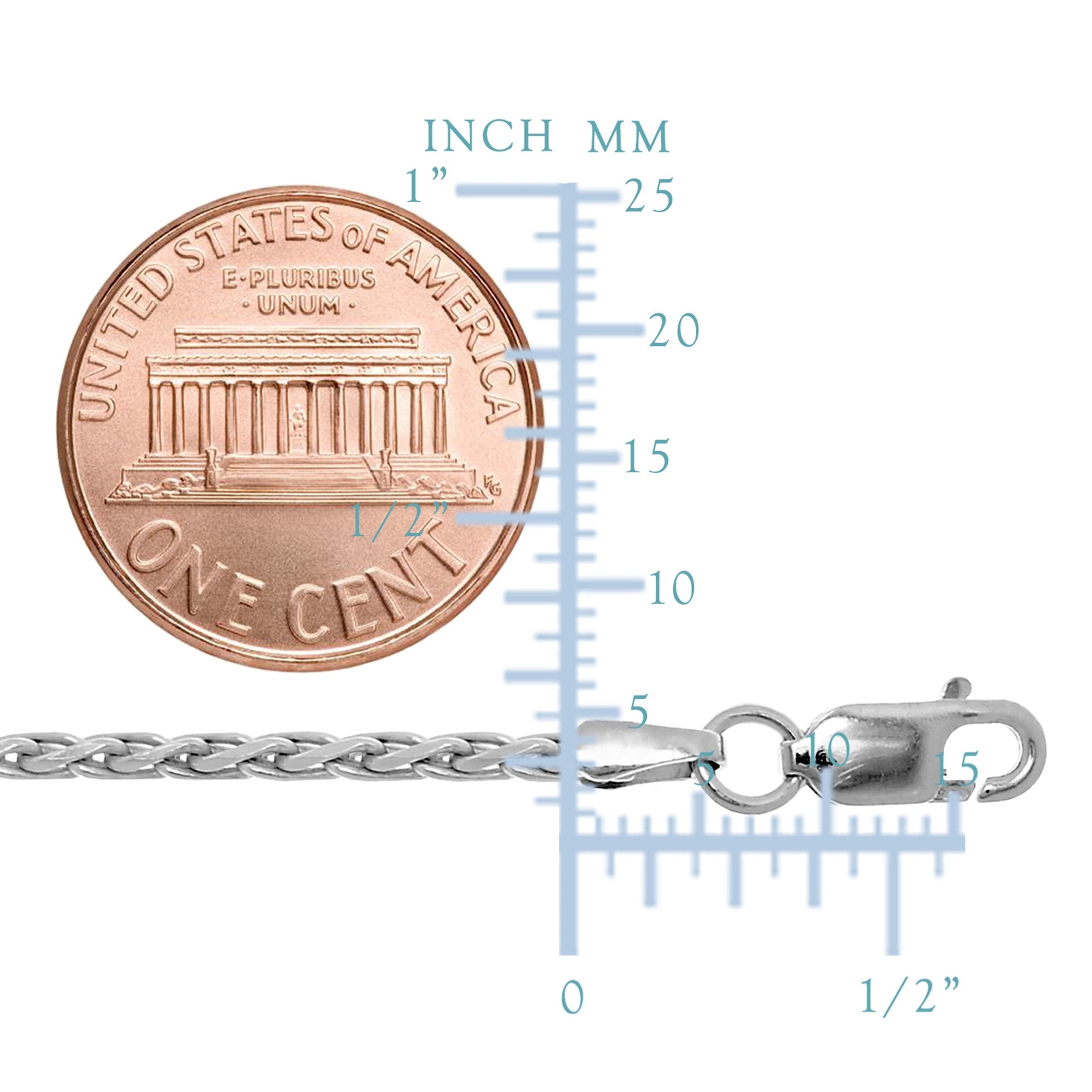 Sterling Silver Rhodium Plated Spiga Chain Necklace, 2.2mm, 24″