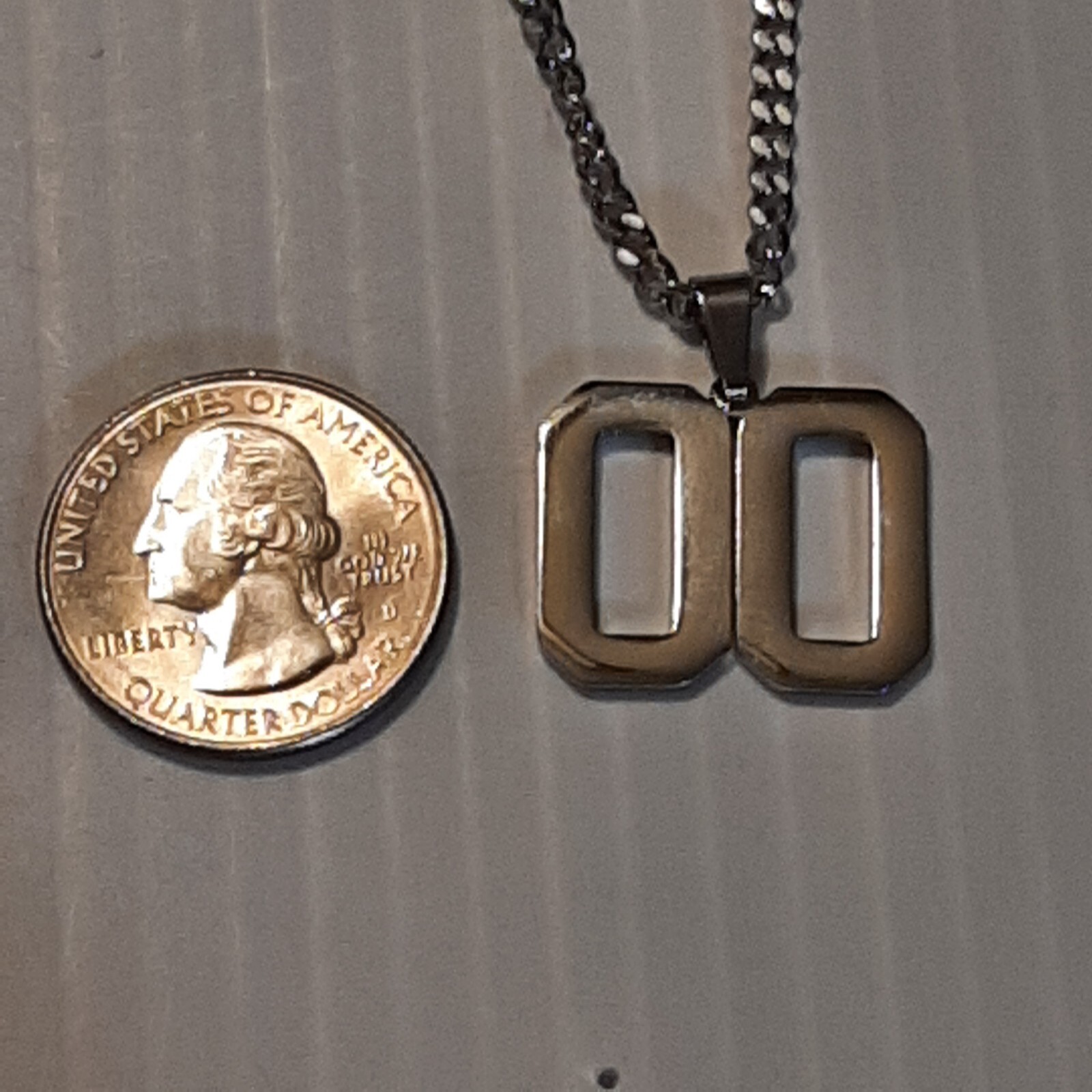#50-#99 SPORTS FOOTBALL NUMBER Pendant Charm / 18″-24″ STAINLESS CHAIN NECKLACE