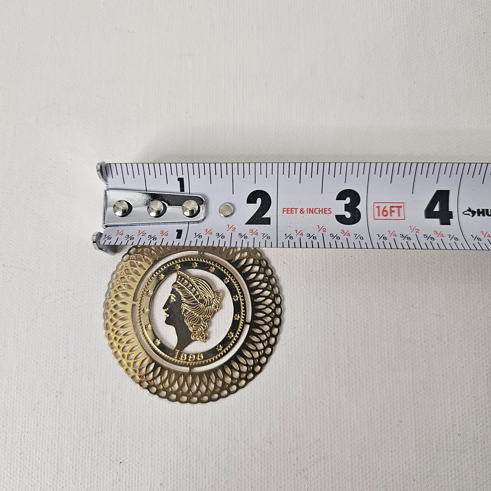 Gold Tone Liberty Head Circle Pendant Medallion